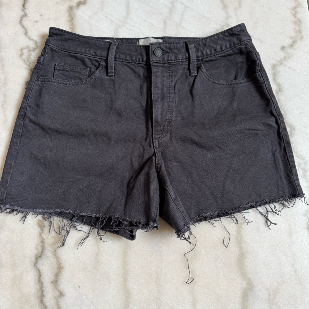 Universal Thread Vintage Midi Black Jean Shorts with Frayed Hem